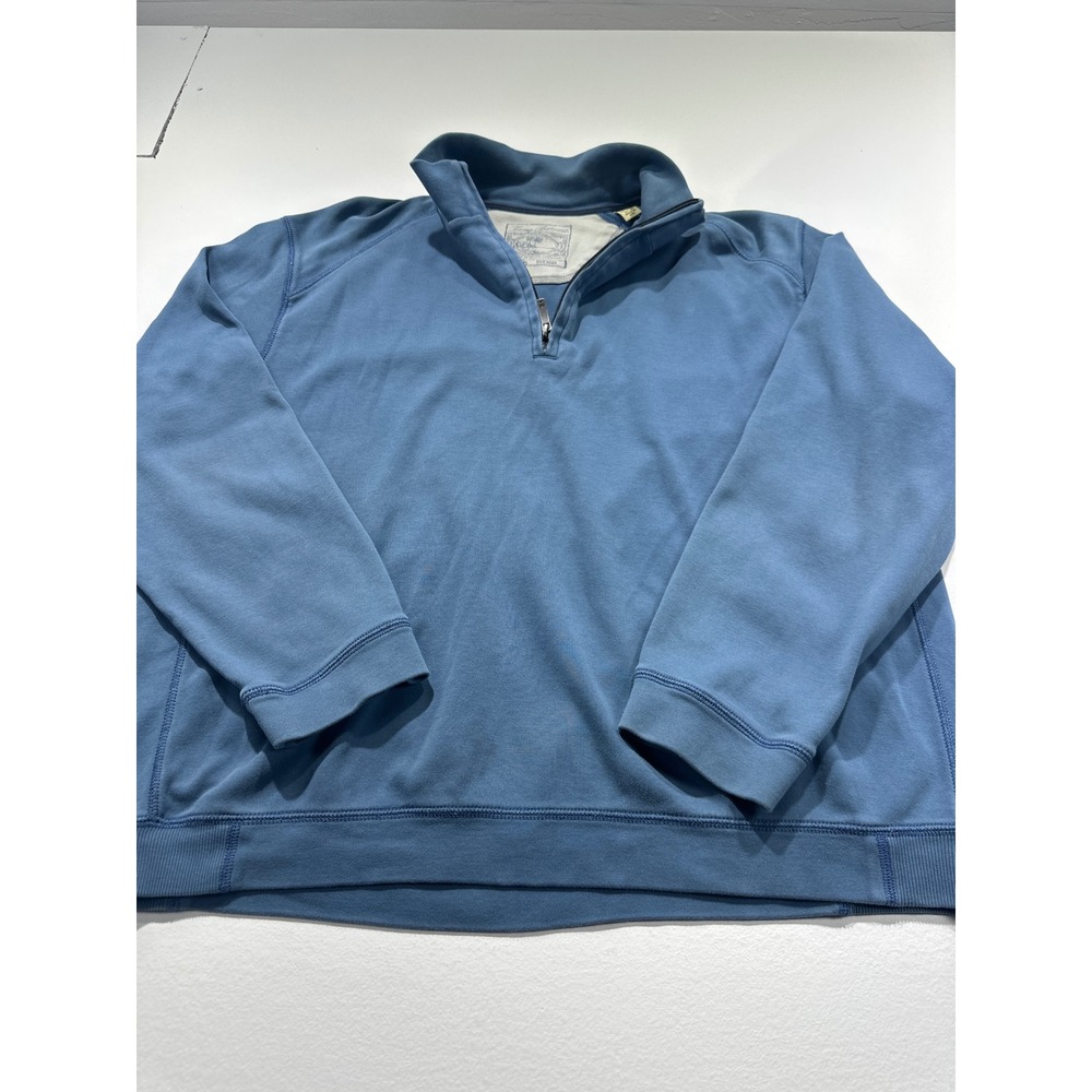 Tommy Bahama Mens Blue 100% Pima Cotton Quarter Zip Pullover Sweater Large